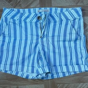 low rise blue striped shorts, too big; barely worn